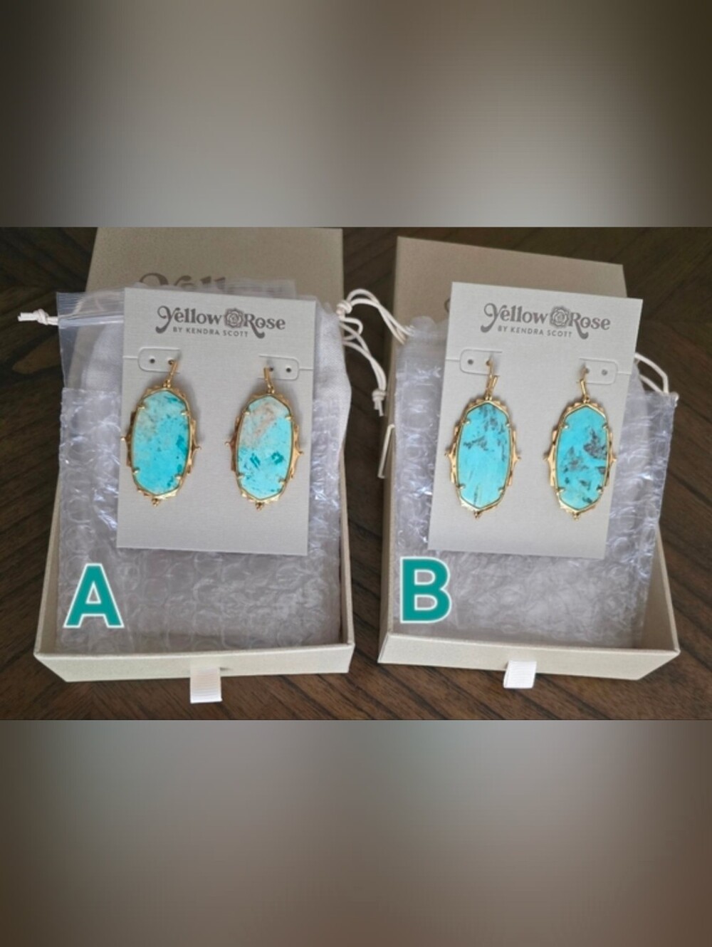 Yellow Rose by Kendra Scott Baroque Vintage Gold Ella Earrings Chrysocolla NWT
